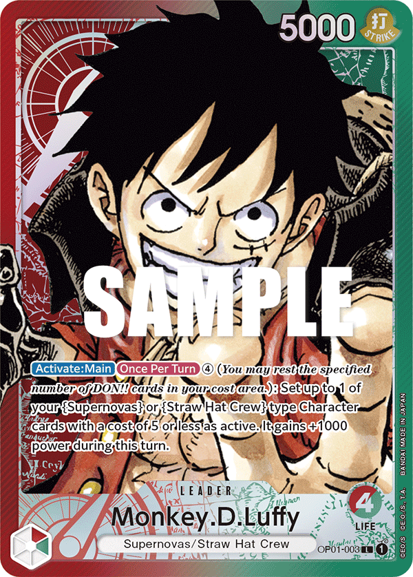 Monkey D. Luffy OP01-003, the L printing from OP-01 of the One Piece Card Game