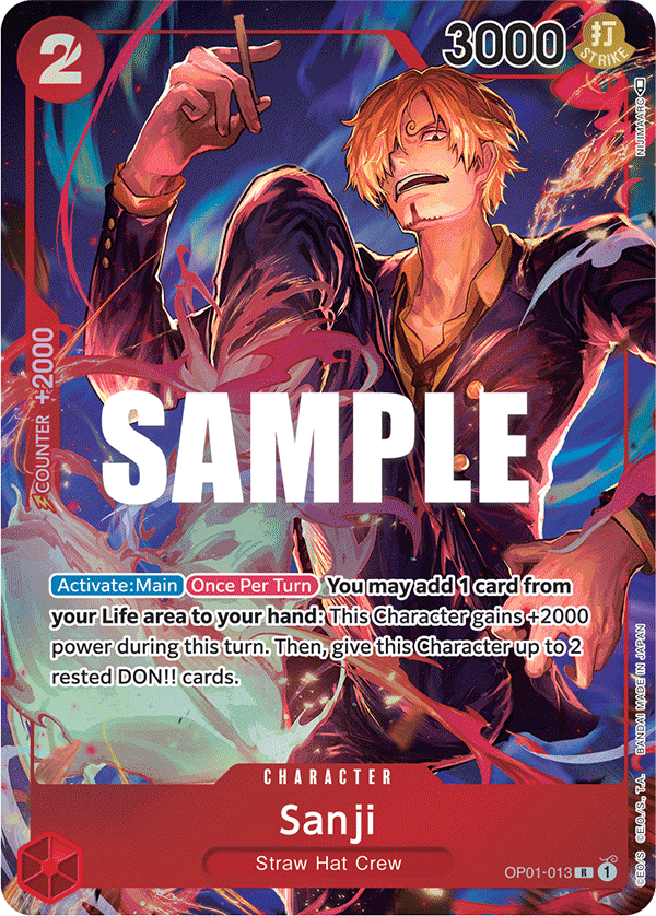 Sanji OP01-013, the R printing from OP-01 of the One Piece Card Game
