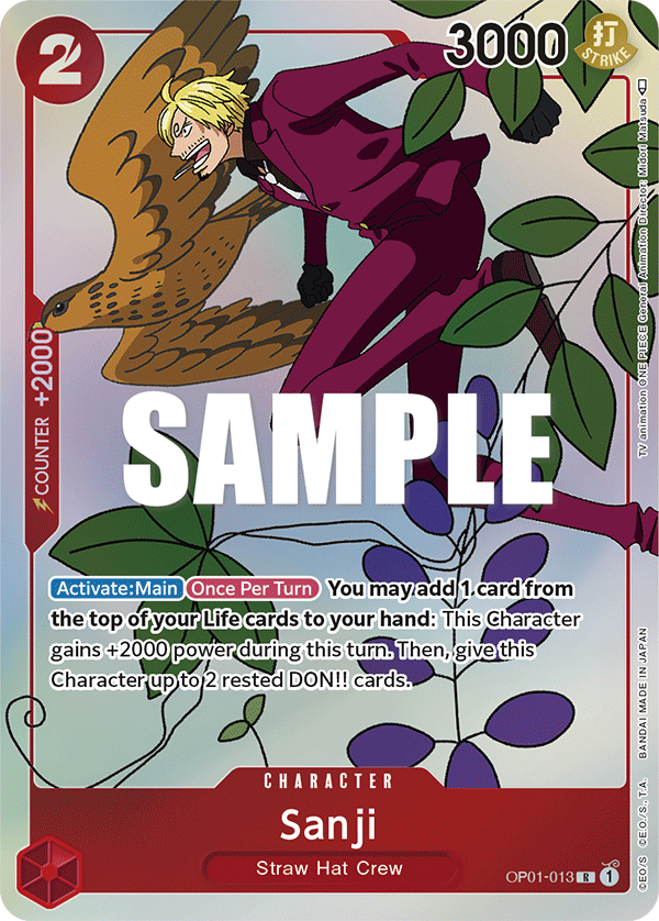 Sanji OP01-013, the R printing from OP-01 of the One Piece Card Game