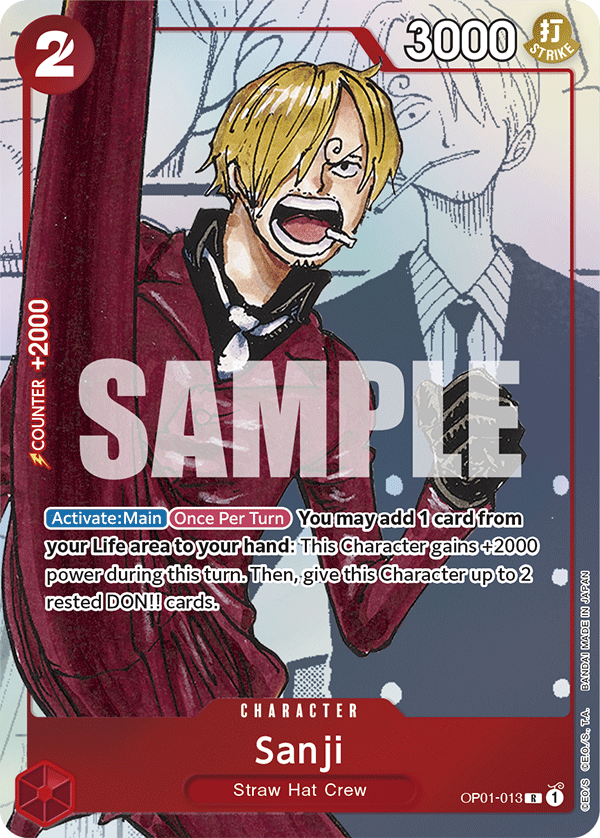 Sanji OP01-013, the R printing from OP-01 of the One Piece Card Game