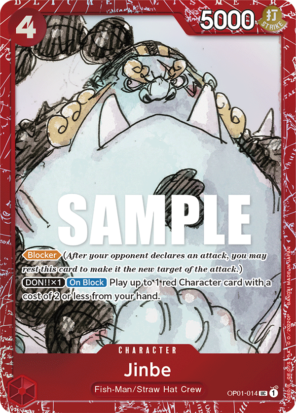 Jinbe OP01-014, the UC printing from OP-01 of the One Piece Card Game