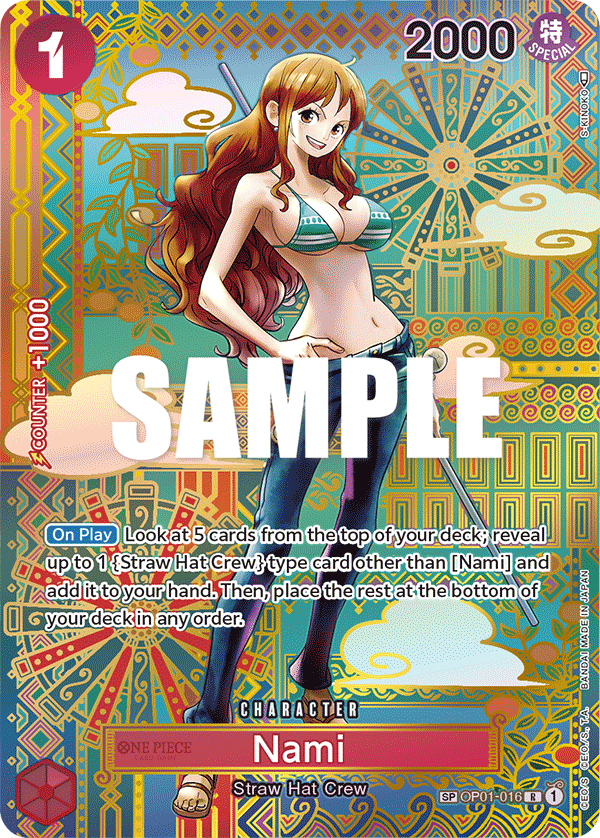 Nami OP01-016, the SP printing from OP-01 of the One Piece Card Game
