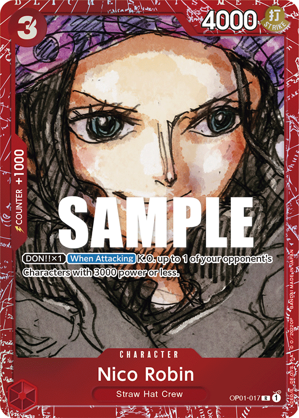 Nico Robin OP01-017, the R printing from OP-01 of the One Piece Card Game