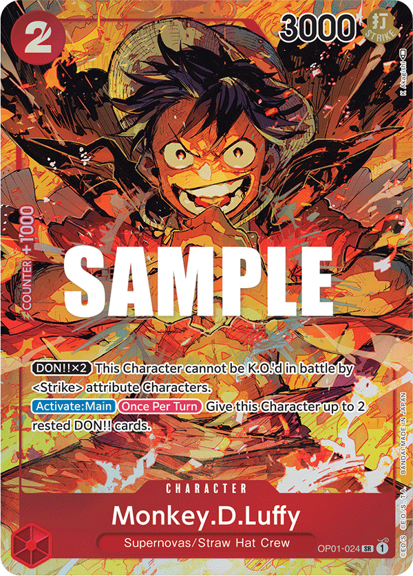 Monkey D. Luffy OP01-024, the SR printing from OP-01 of the One Piece Card Game