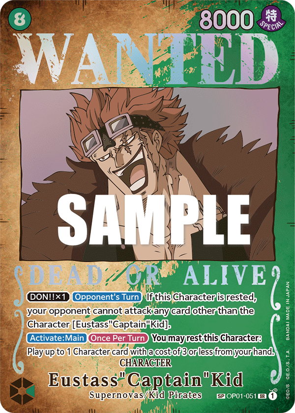 Eustass"Captain"Kid OP01-051, the SP printing from OP-01 of the One Piece Card Game