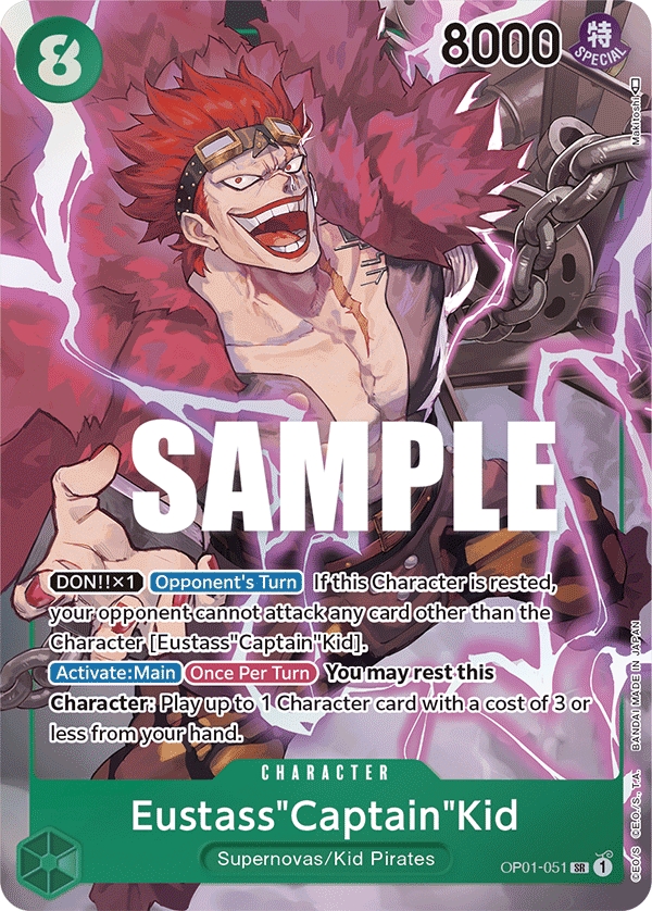 Eustass"Captain"Kid OP01-051, the SR printing from OP-01 of the One Piece Card Game