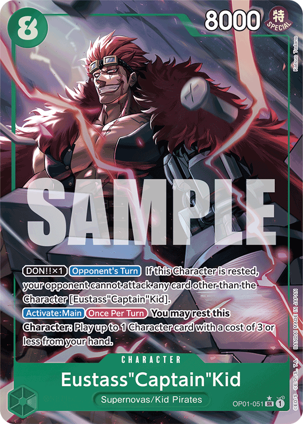 Eustass"Captain"Kid OP01-051, the SR printing from OP-01 of the One Piece Card Game