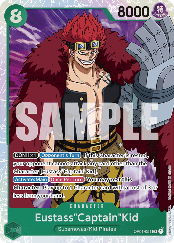 Eustass"Captain"Kid OP01-051, the SR printing from OP-01 of the One Piece Card Game
