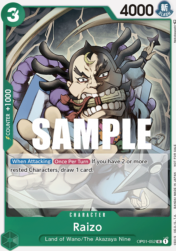 Raizo OP01-052, the UC printing from OP-01 of the One Piece Card Game