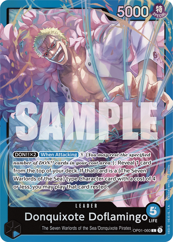 Donquixote Doflamingo OP01-060, the L printing from OP-01 of the One Piece Card Game