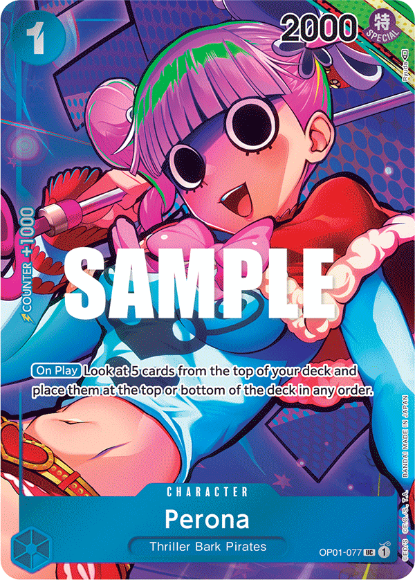 Perona OP01-077, the UC printing from OP-01 of the One Piece Card Game