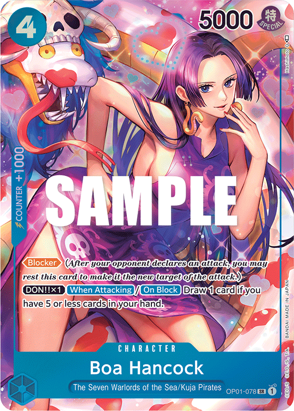 Boa Hancock OP01-078, the SR printing from OP-01 of the One Piece Card Game