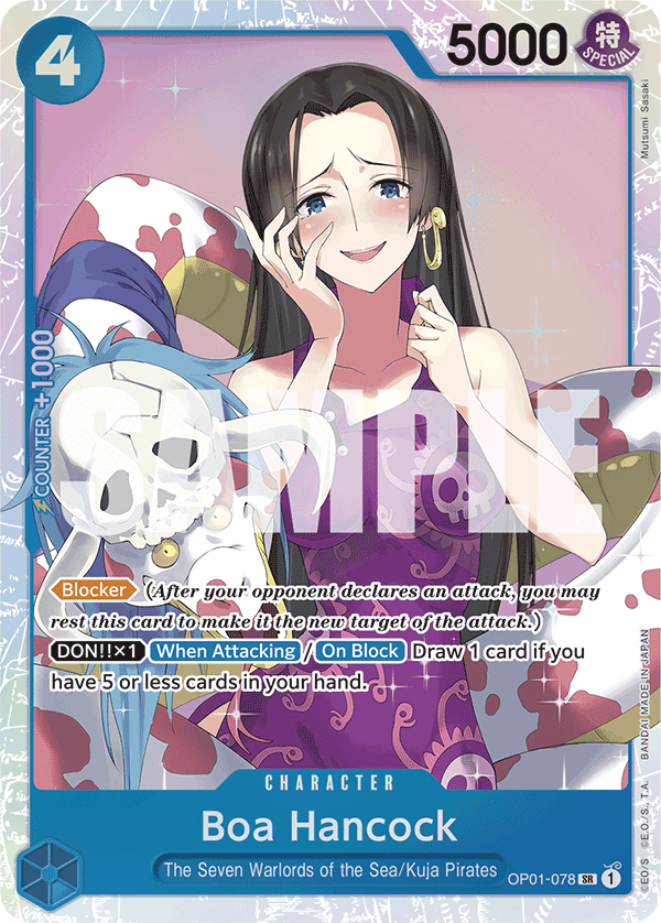 Boa Hancock OP01-078, the SR printing from OP-01 of the One Piece Card Game