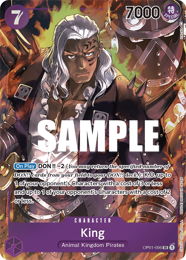 King OP01-096, the SR printing from OP-01 of the One Piece Card Game