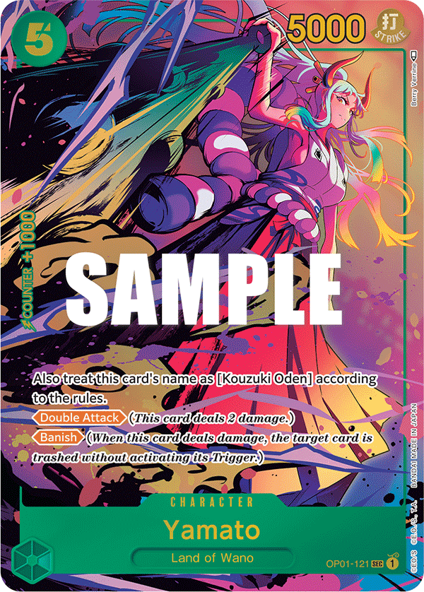 Yamato OP01-121, the SEC printing from OP-01 of the One Piece Card Game