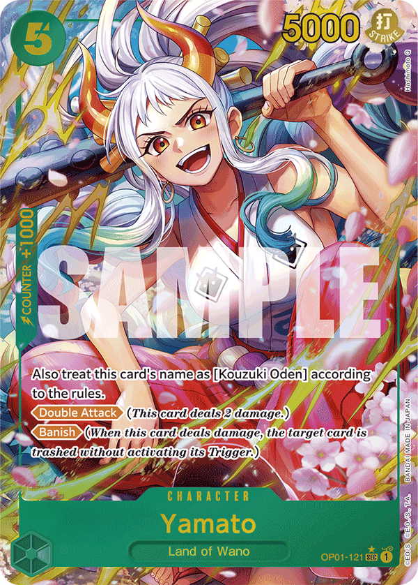 Yamato OP01-121, the SEC printing from OP-01 of the One Piece Card Game