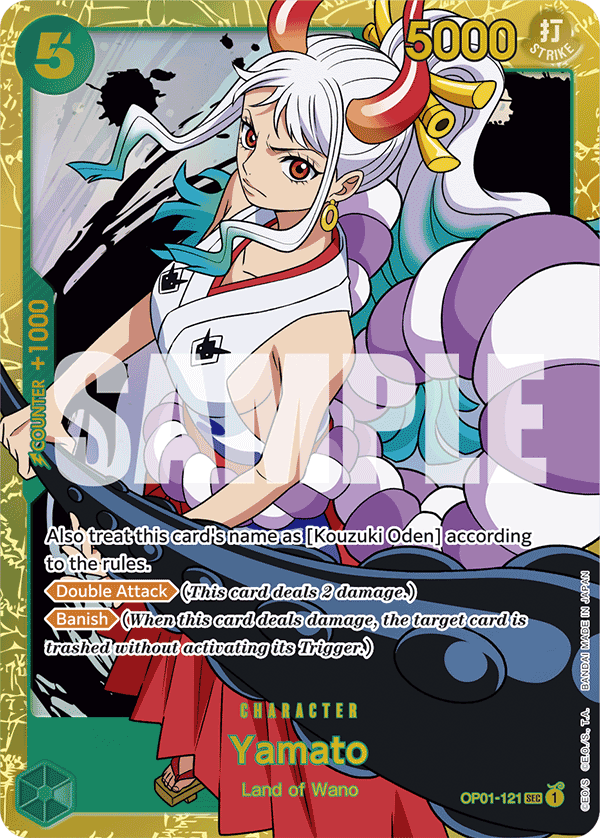 Yamato OP01-121, the SEC printing from OP-01 of the One Piece Card Game
