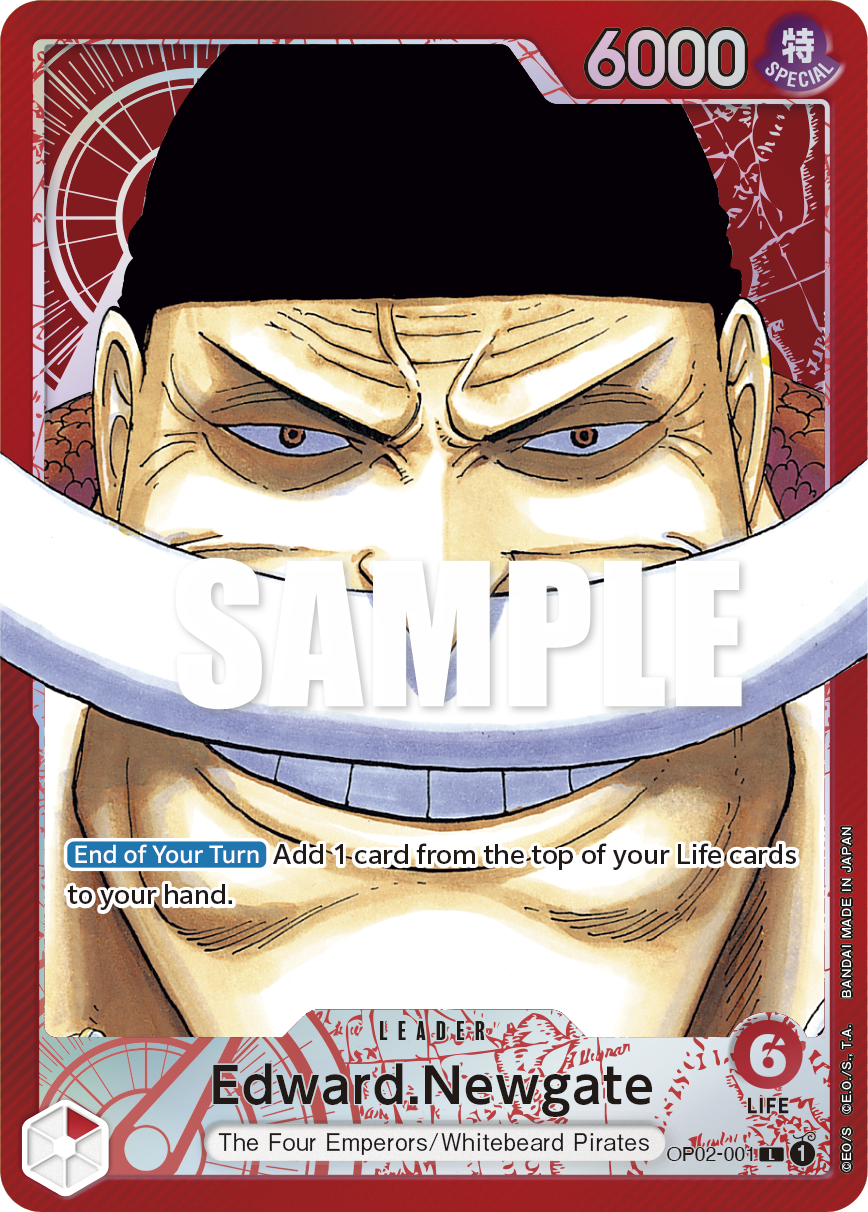 Edward.Newgate OP02-001, the L printing from OP-02 of the One Piece Card Game