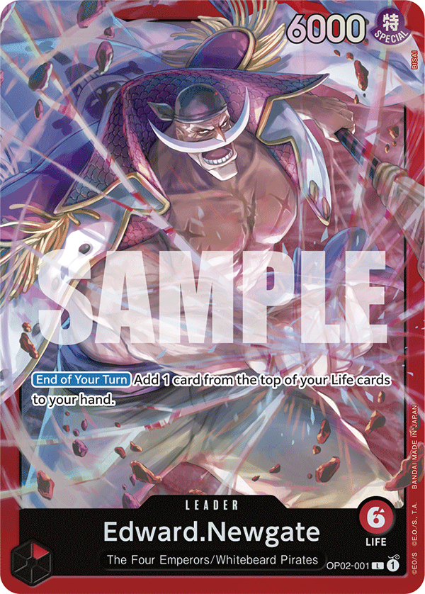 Edward.Newgate OP02-001, the L printing from OP-02 of the One Piece Card Game