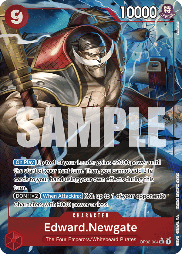 Edward.Newgate OP02-004, the SR printing from OP-02 of the One Piece Card Game
