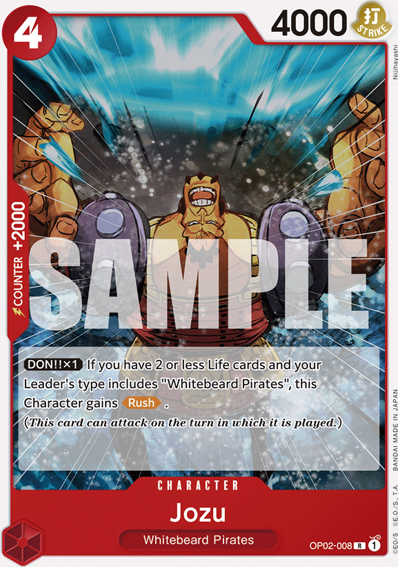 Jozu OP02-008, the R printing from OP-02 of the One Piece Card Game