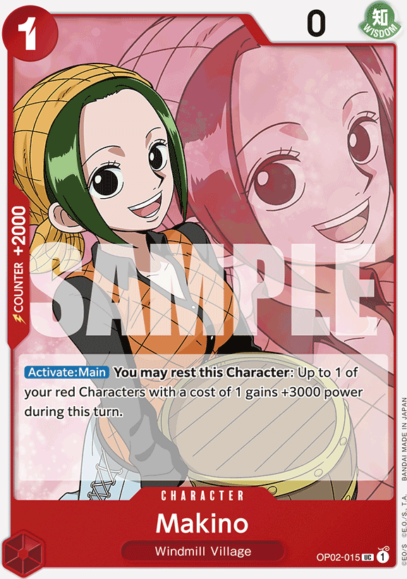 Makino OP02-015, the UC printing from OP-02 of the One Piece Card Game