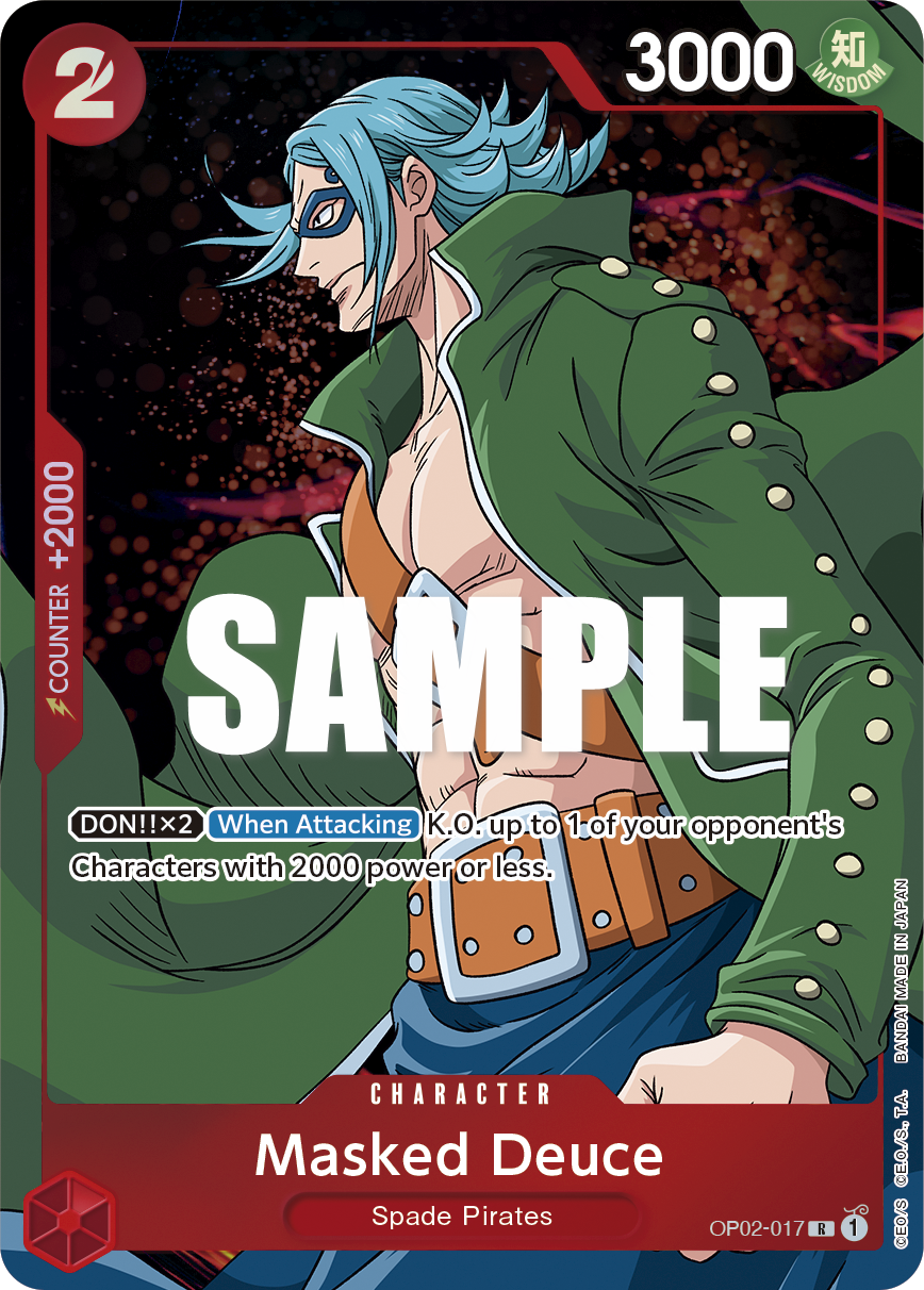 Masked Deuce OP02-017, the R printing from OP-02 of the One Piece Card Game