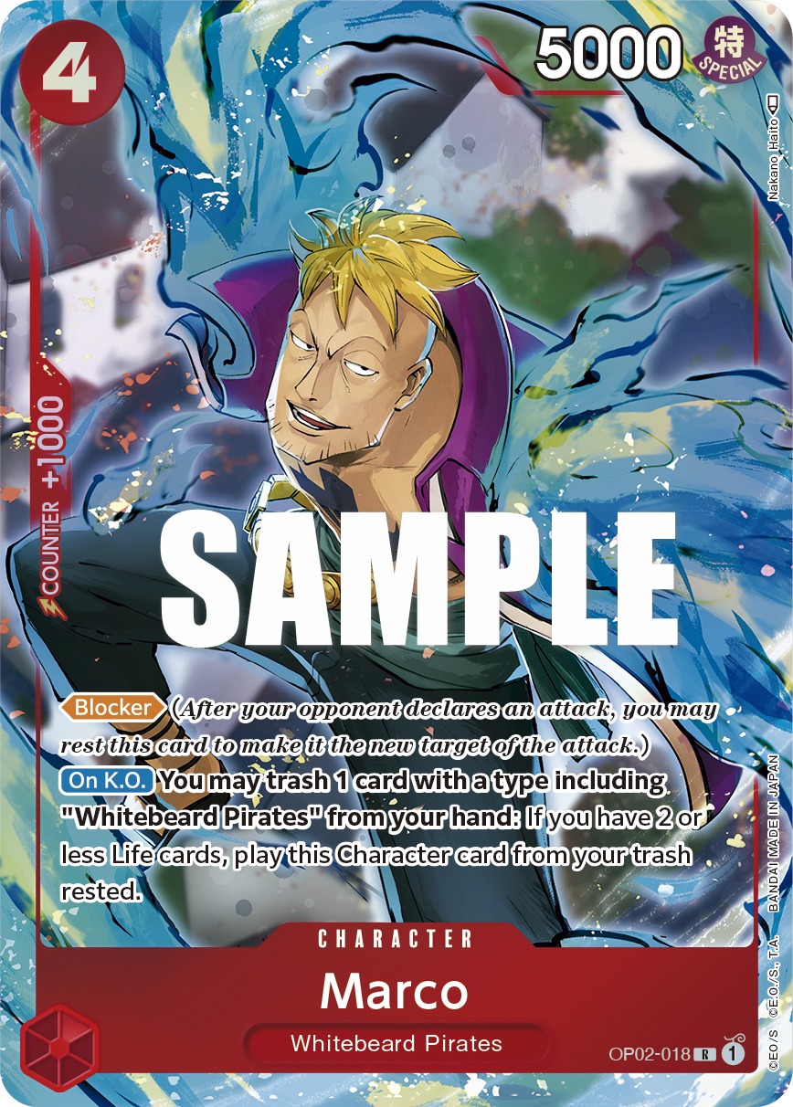 Marco OP02-018, the R printing from OP-02 of the One Piece Card Game