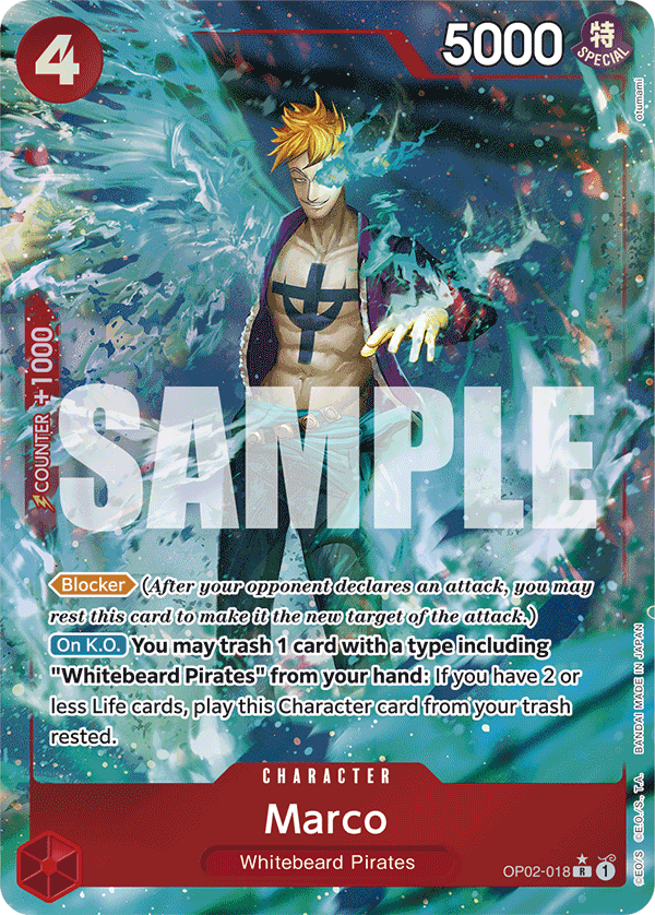 Marco OP02-018, the R printing from OP-02 of the One Piece Card Game