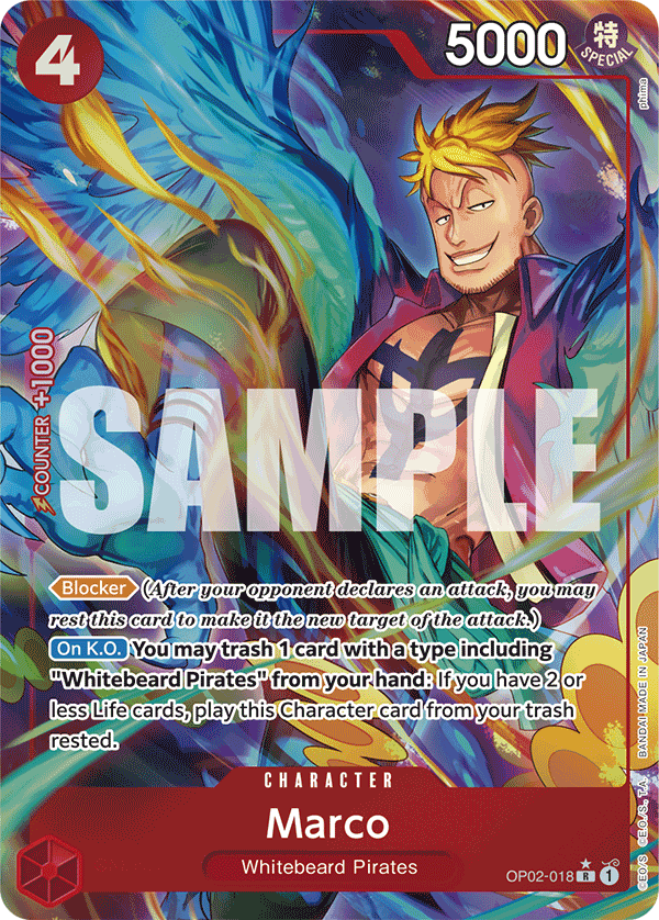 Marco OP02-018, the R printing from OP-02 of the One Piece Card Game