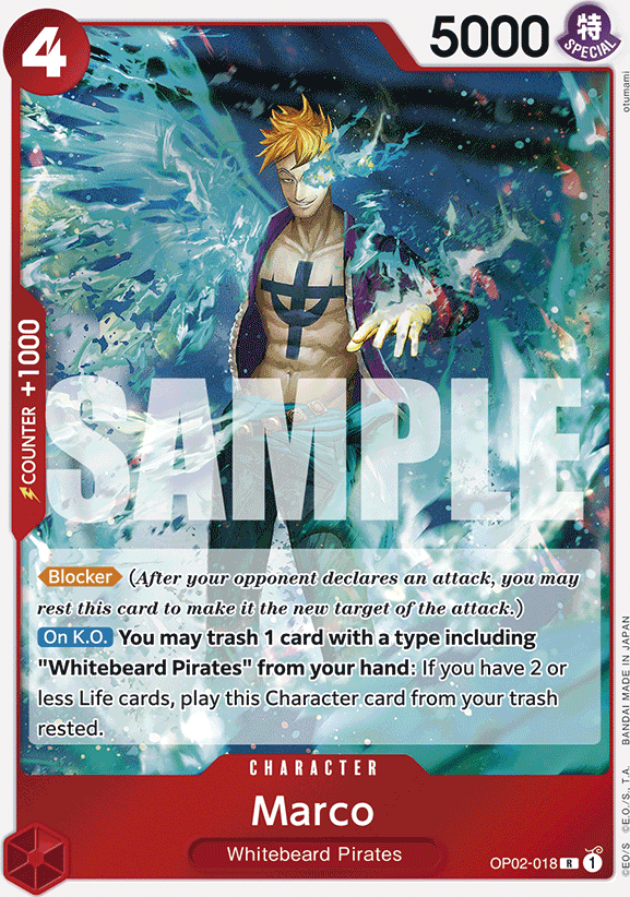 Marco OP02-018, the R printing from OP-02 of the One Piece Card Game