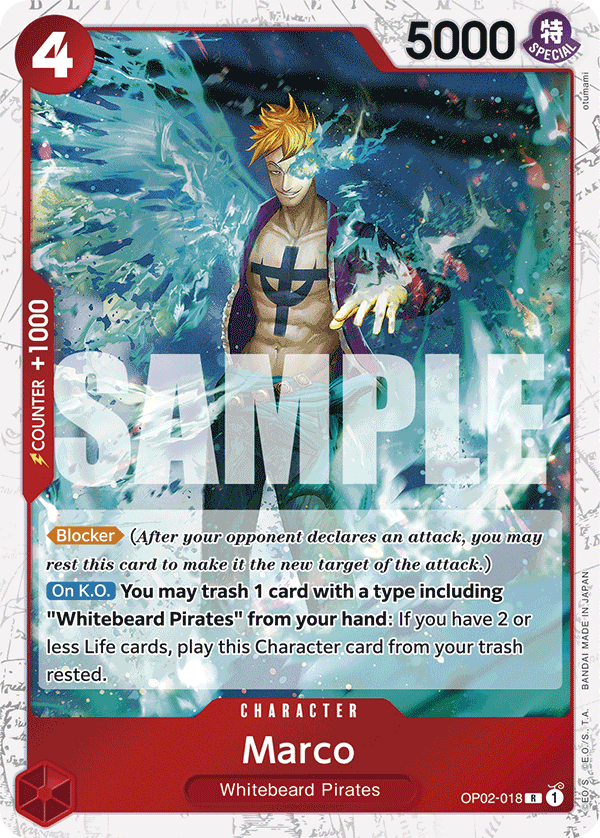 Marco OP02-018, the R printing from OP-02 of the One Piece Card Game