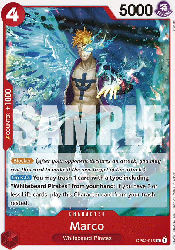 Marco OP02-018, the R printing from OP-02 of the One Piece Card Game