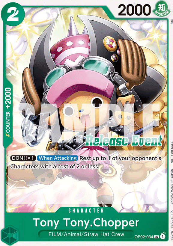 Tony Tony.Chopper OP02-034, the UC printing from OP-02 of the One Piece Card Game