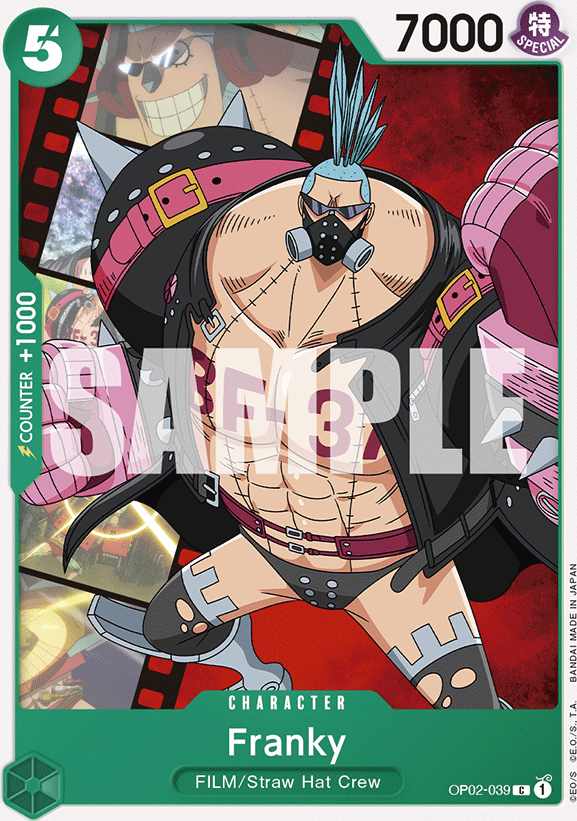 Franky OP02-039, the C printing from OP-02 of the One Piece Card Game