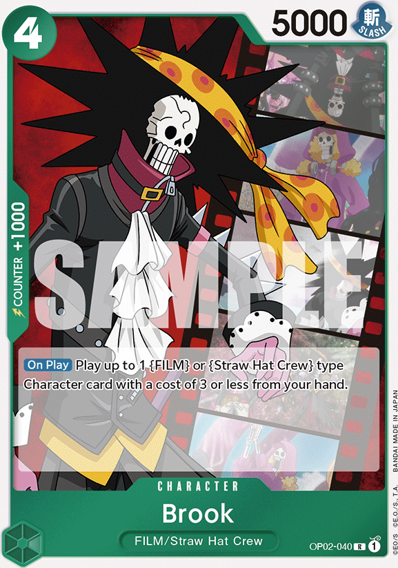 Brook OP02-040, the R printing from OP-02 of the One Piece Card Game
