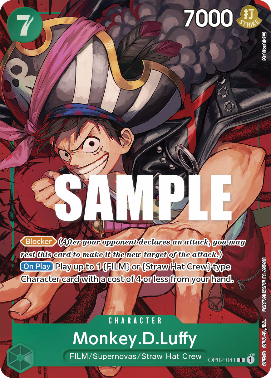 Monkey D. Luffy OP02-041, the R printing from OP-02 of the One Piece Card Game