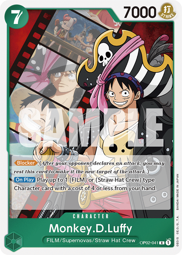 Monkey D. Luffy OP02-041, the R printing from OP-02 of the One Piece Card Game