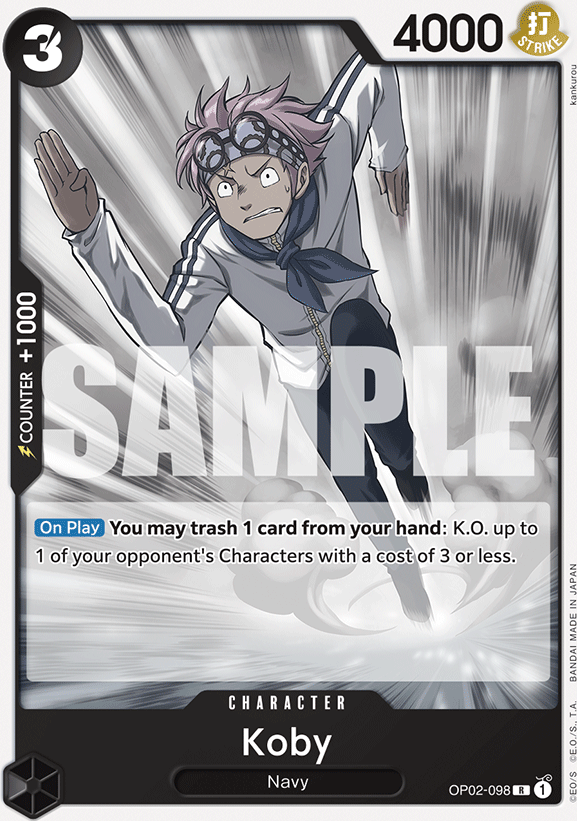 Koby OP02-098, the R printing from OP-02 of the One Piece Card Game