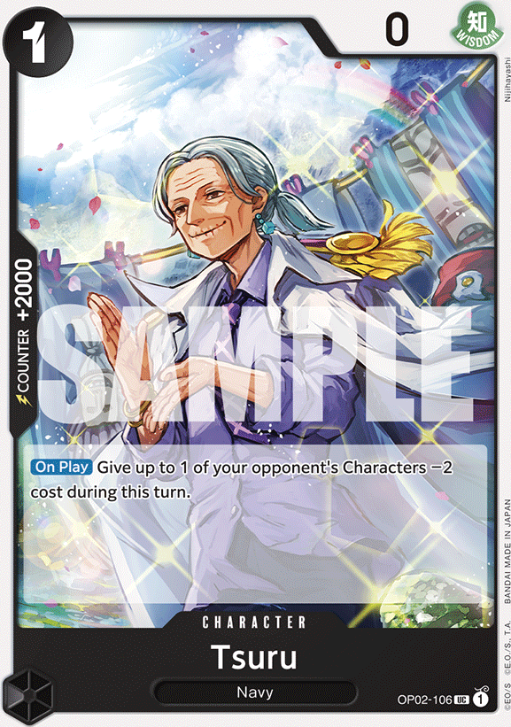 Tsuru OP02-106, the UC printing from OP-02 of the One Piece Card Game