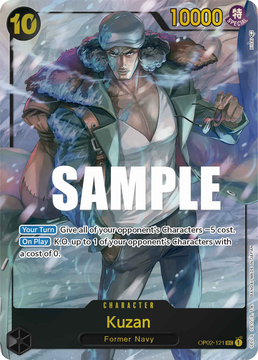 Kuzan OP02-121, the SEC printing from OP-02 of the One Piece Card Game