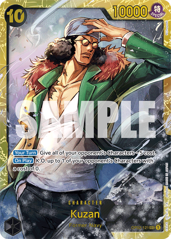 Kuzan OP02-121, the SEC printing from OP-02 of the One Piece Card Game