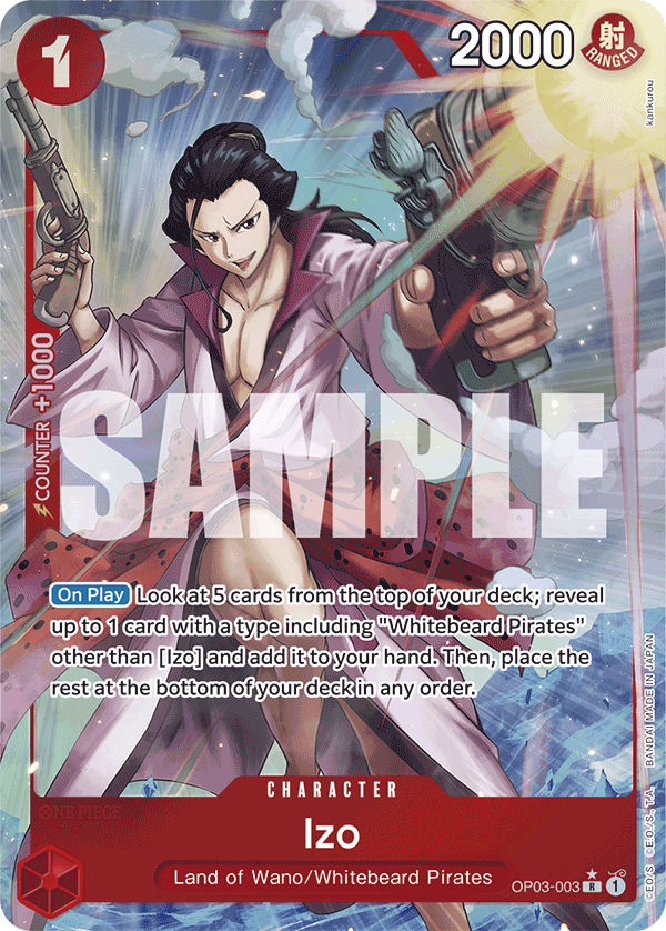 Izo OP03-003, the R printing from OP-03 of the One Piece Card Game