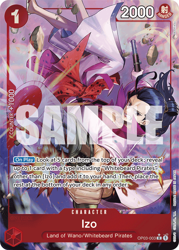 Izo OP03-003, the R printing from OP-03 of the One Piece Card Game