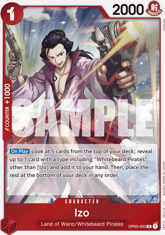 Izo OP03-003, the R printing from OP-03 of the One Piece Card Game