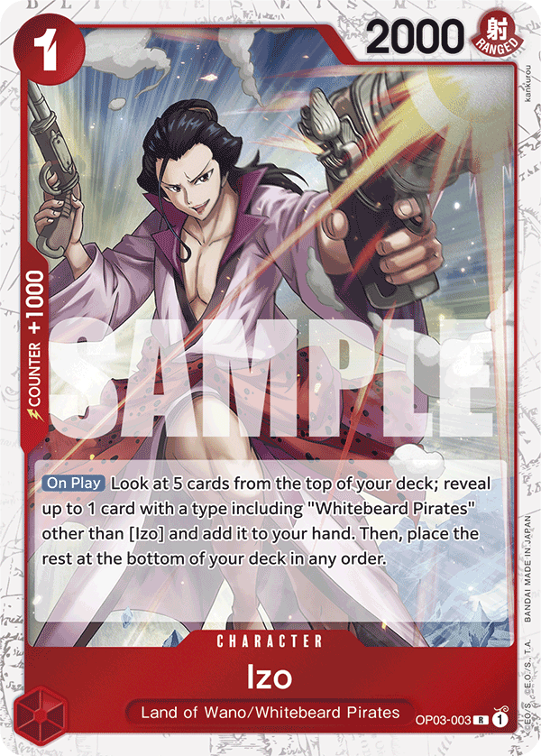 Izo OP03-003, the R printing from OP-03 of the One Piece Card Game