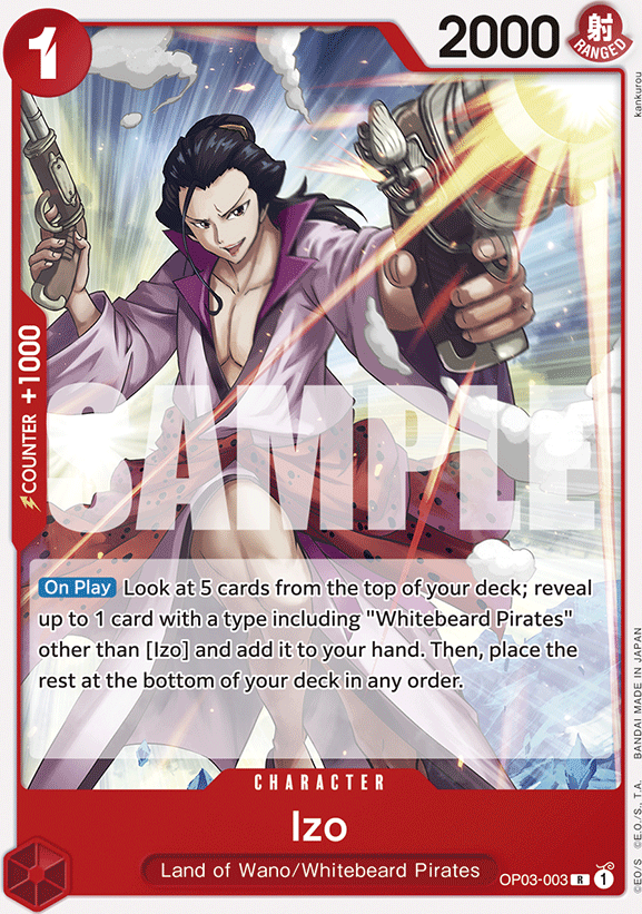 Izo OP03-003, the R printing from OP-03 of the One Piece Card Game
