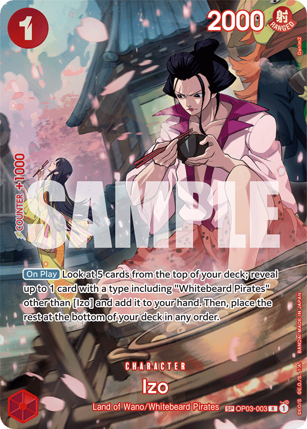 Izo OP03-003, the SP printing from OP-03 of the One Piece Card Game
