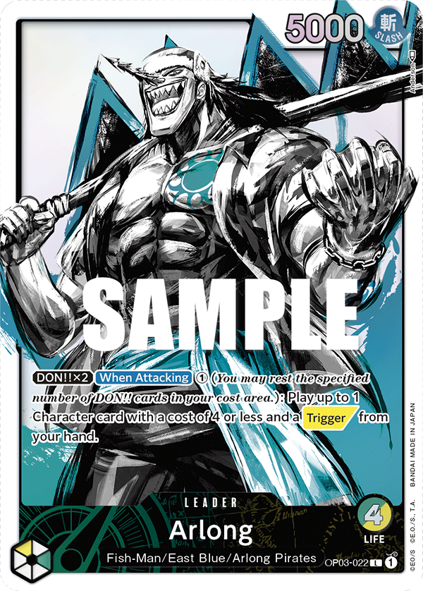Arlong OP03-022, the L printing from OP-03 of the One Piece Card Game