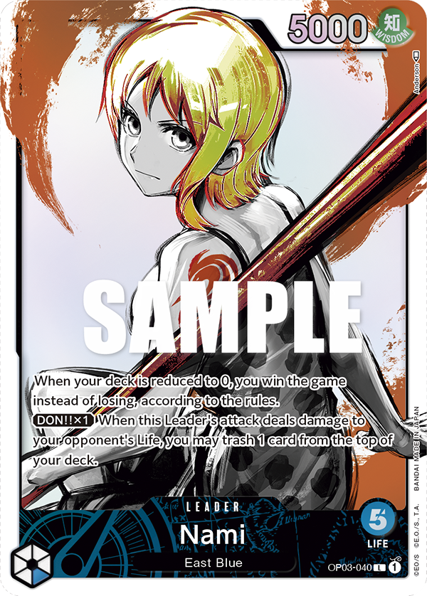 Nami OP03-040, the L printing from OP-03 of the One Piece Card Game